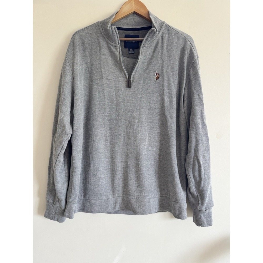 U.S. Polo Association Men's Gray Pullover XL Classy Preppy 1/4 Zip Quarter